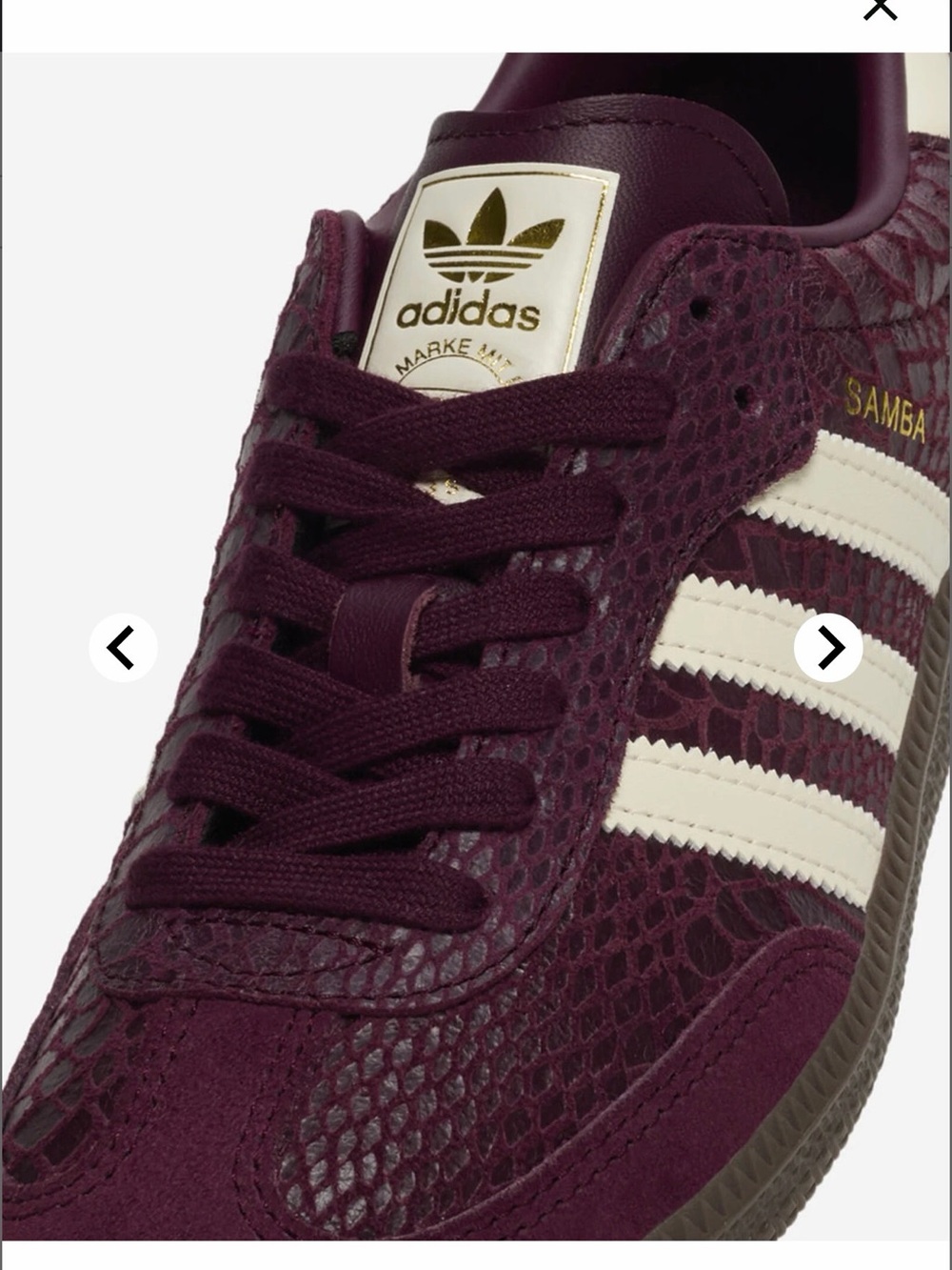 adidas Samba Suede & Leather Sneaker - Burgundy & Cream 16287100034